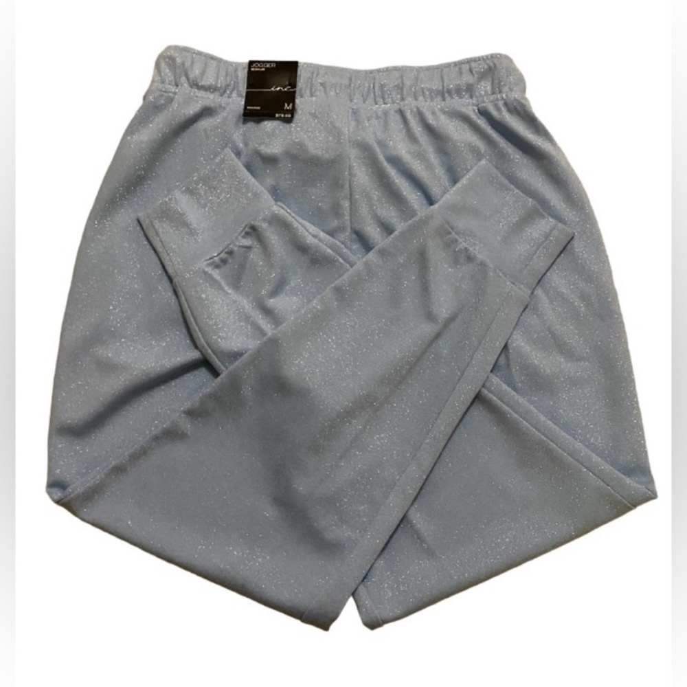 International Concepts $80 NWT High Rise Jogger Pretty Peri Blue Metallic M - Picture 5 of 9
